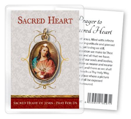 Sacred Heart of Jesus Leaflet with Gilt Medal (Gold Foil)