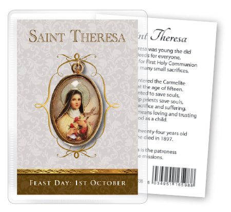 Saint Thérèse Leaflet with Gilt Medal (Gold Foil)
