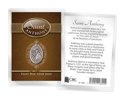 Leaflet - Oxidised Medal - St. Anthony