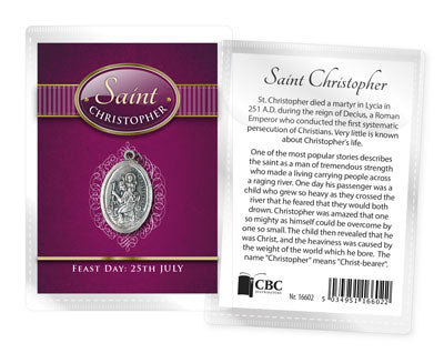 Saint Christopher Leaflet with Oxidised Medal