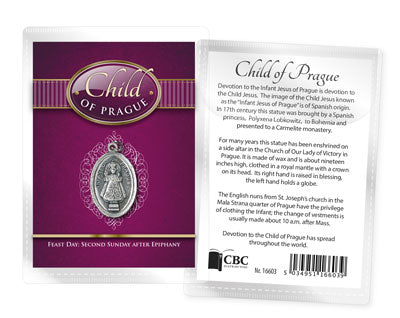 Child of Prague Leaflet with Oxidised Medal