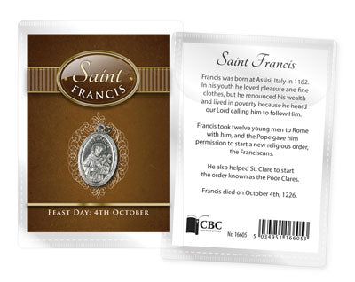 Saint Francis Leaflet with Oxidised Medal
