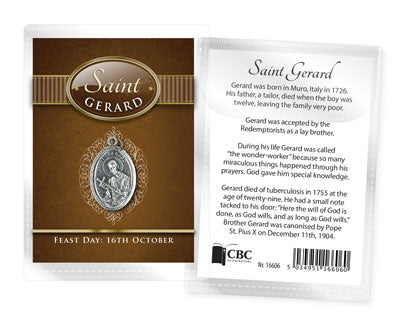 Saint Gerard Leaflet with Oxidised Medal