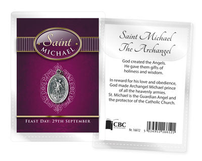 Saint Michael Leaflet with Oxidised Medal