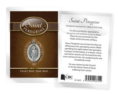 Saint Peregrine Leaflet with Oxidised Medal