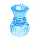 Blue Double-Ended Glass Candle Holder for Tealights & Taper Candles