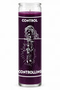 Controlling Purple Candle — white studio background