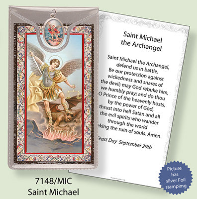 Saint Michael Medal & Foil Leaflet Prayer Card