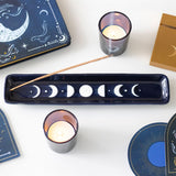 Blue Moon Phase Ceramic Incense Ash Catcher