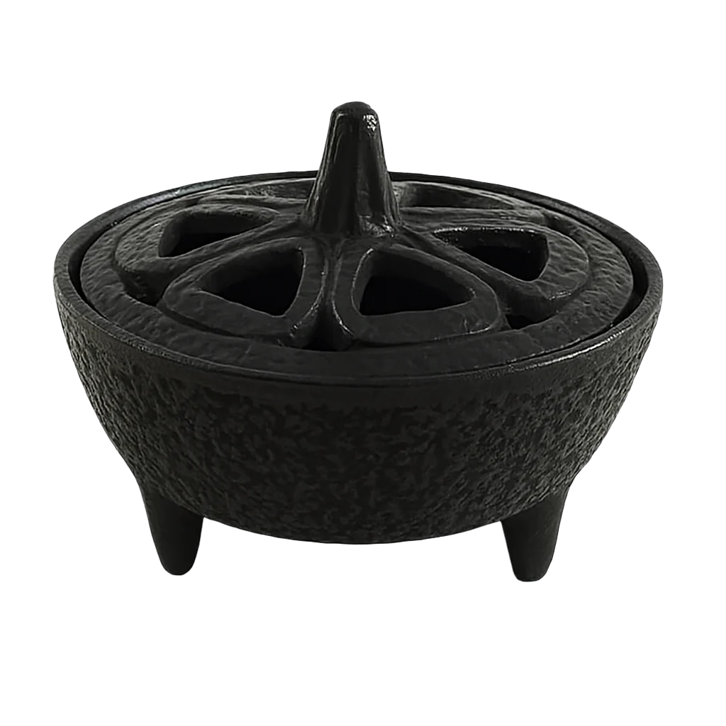 Grand brûleur d'encens en fonte noire