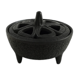 Grand brûleur d'encens en fonte noire