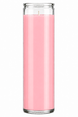Bougie en verre rose