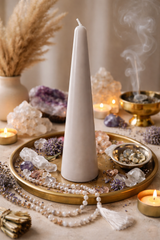 Light Grey Tall Cone Candle for Home Decor & Dining Tables