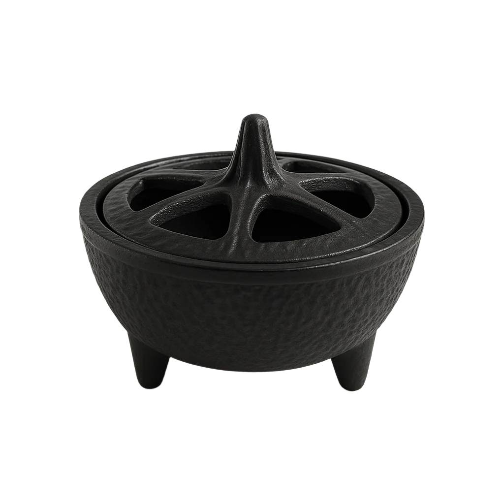 Brûle-encens en fonte noire