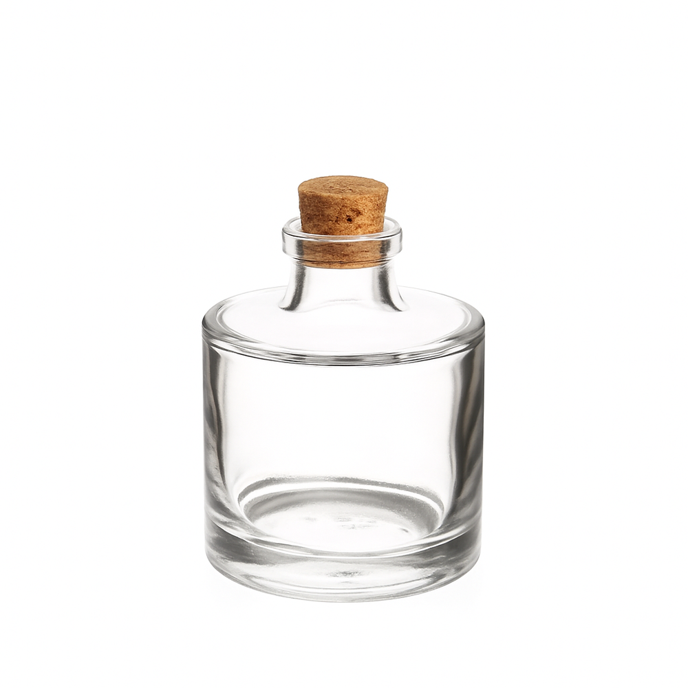 200ml Clear Glass Round Empty Diffuser Bottle (Cork Neck)
