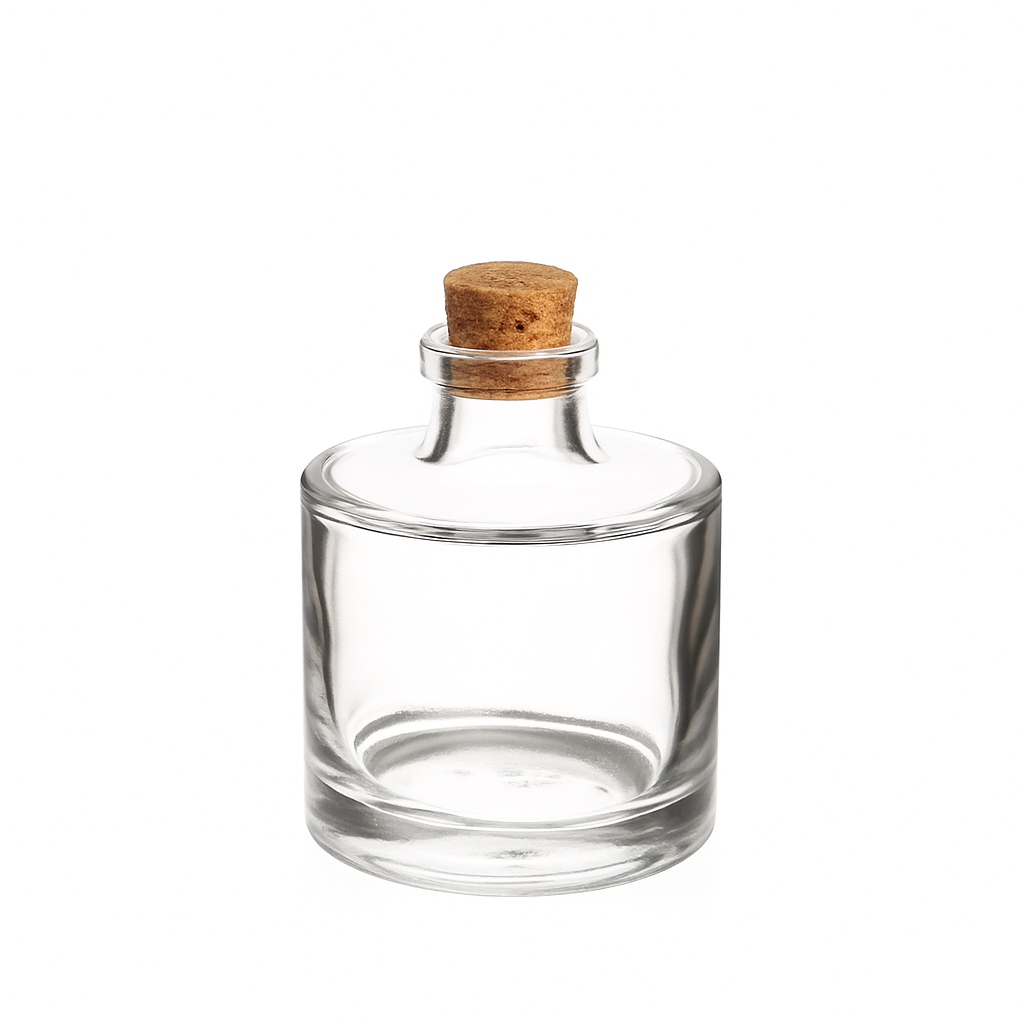 200ml Clear Glass Round Empty Diffuser Bottle (Cork Neck)