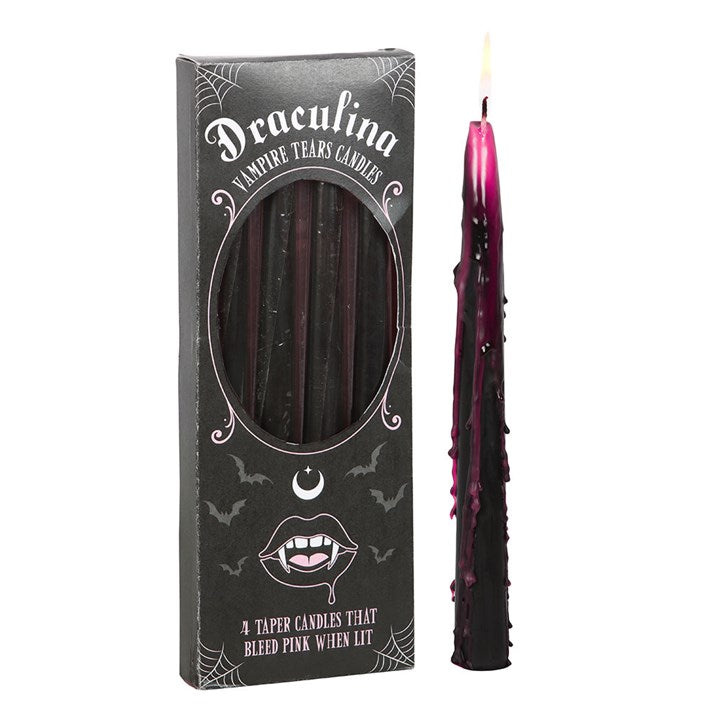 Vampire Tears Pink Taper Candles - Set of 4