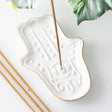 White Hamsa Hand Ceramic Incense Stick Holder