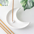 White Crescent Moon Ceramic Incense Stick Holder