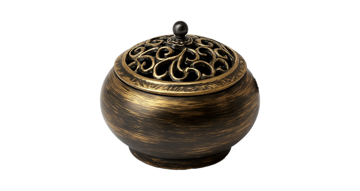 Tibetan Style Incense Burner with Bronze Effect