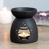 Black Cauldron Cut-Out Ceramic Oil Burner