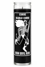 Run Devil Run 7-Day Candle – Hoodoo Banishing Spell Candle — Black — white studio background