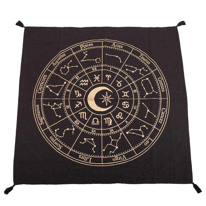 Black Astrology Wheel Cotton Altar Cloth