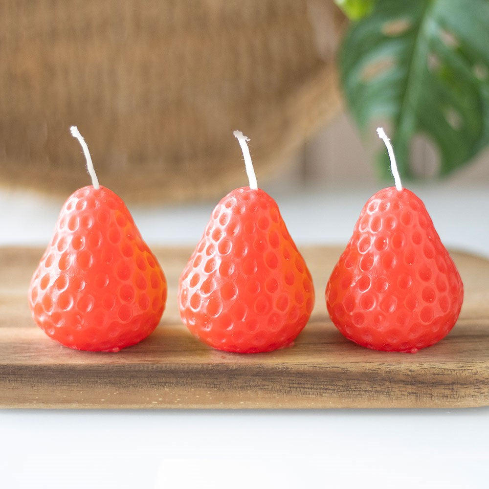 Strawberry Shaped Candles - Set of 3