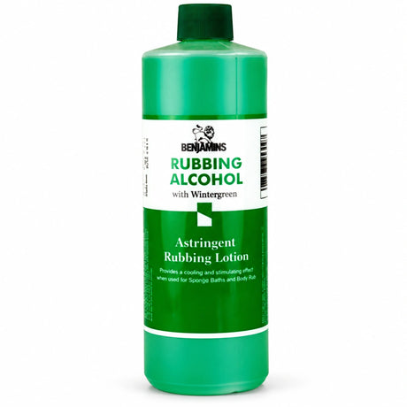 Benjamins Rubbing Alcohol with Wintergreen bottle on a white background