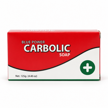 Blue Power Carbolic Soap 125g studio photograph