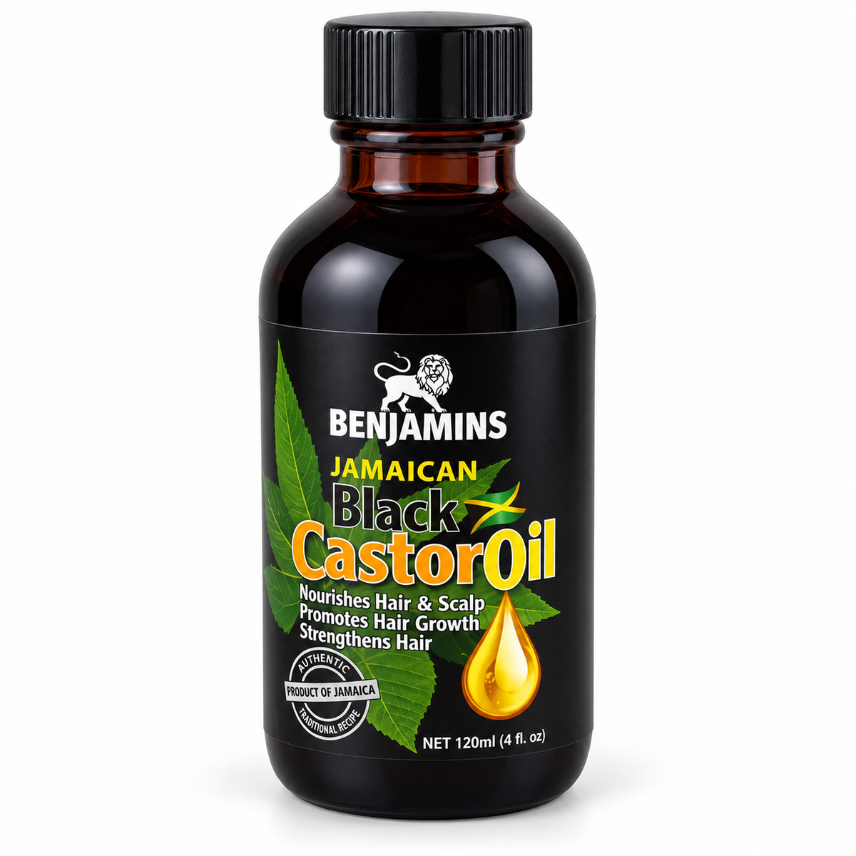 Benjamin’s Jamaican Black Castor Oil 120ml studio photograph