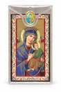 Our Lady of Perpetual Help Medal & Foil Leaflet Prayer Card on a white background