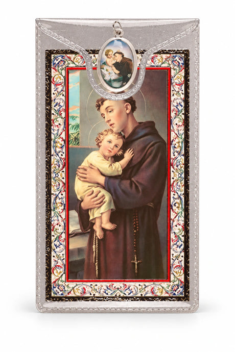Saint Anthony Medal & Foil Leaflet Prayer Card on a white background