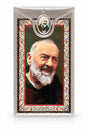 Saint Pio Medal & Foil Leaflet Prayer Card on a white background