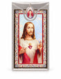Sacred Heart of Jesus Medal & Foil Leaflet Prayer Card on a white background