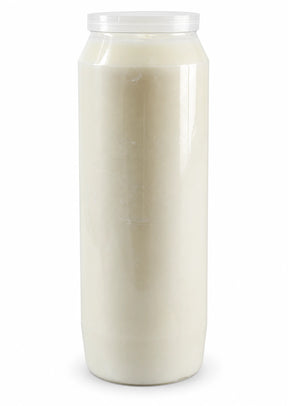 White CBC 9-day sanctuary candle on a white background