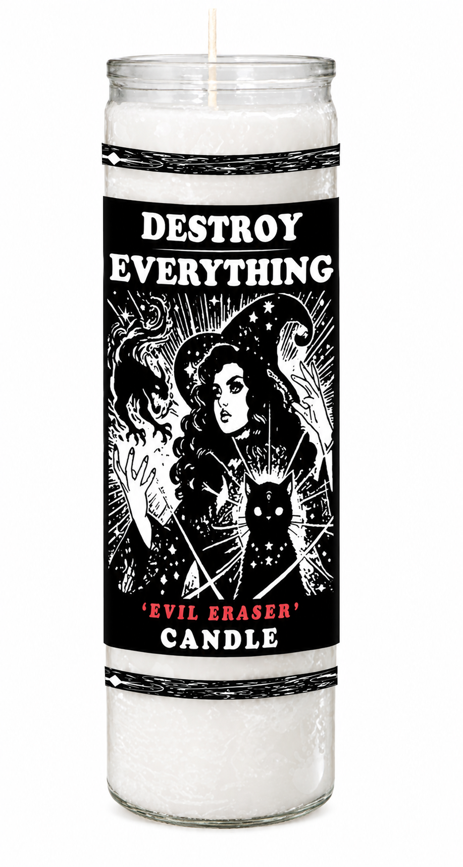 destroy-everything candle – White wax (colour illustration)