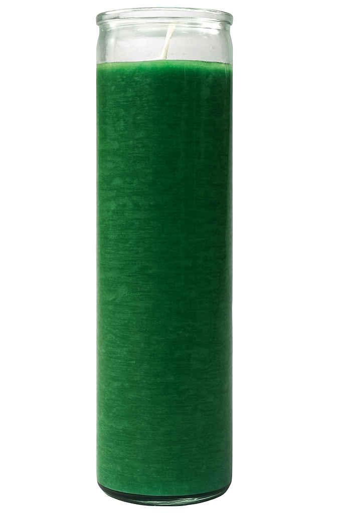 Bougie en verre vert