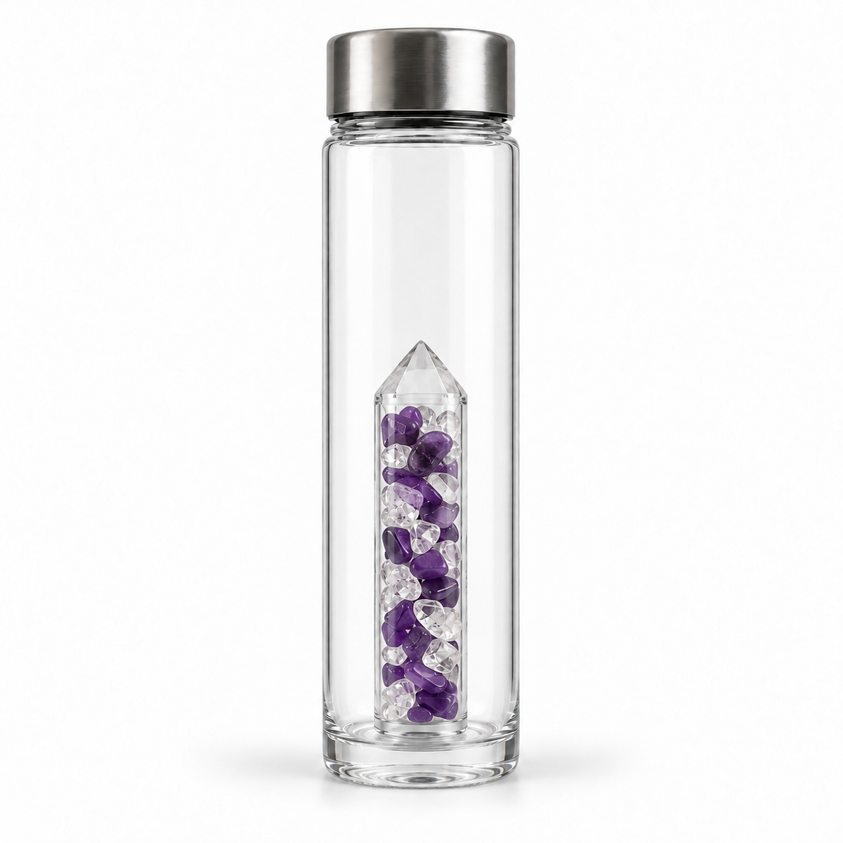 Magic Clarity bottle with Amethyst and Rock Crystal