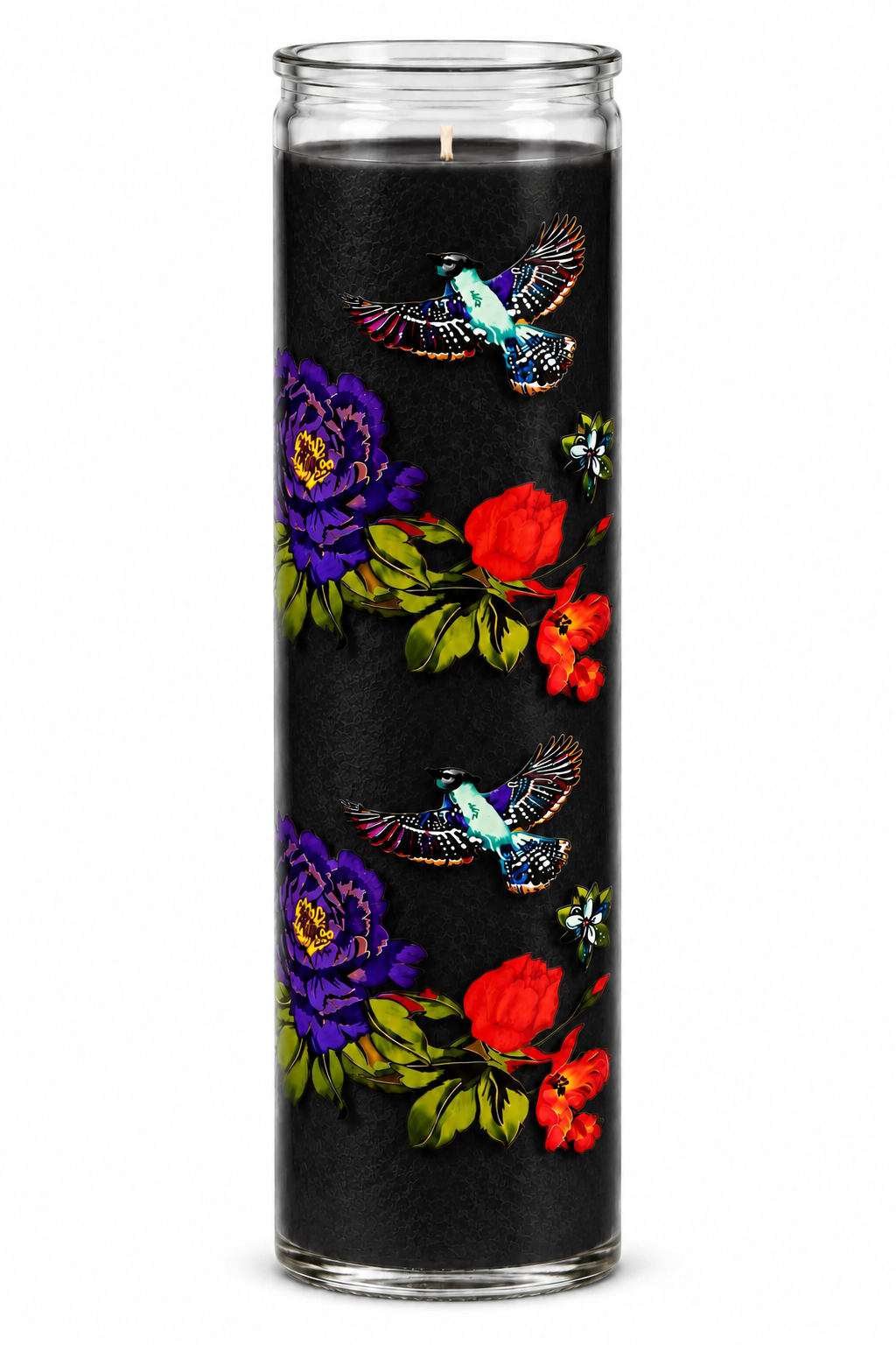 mexican-floral candle – Black wax (colour illustration)
