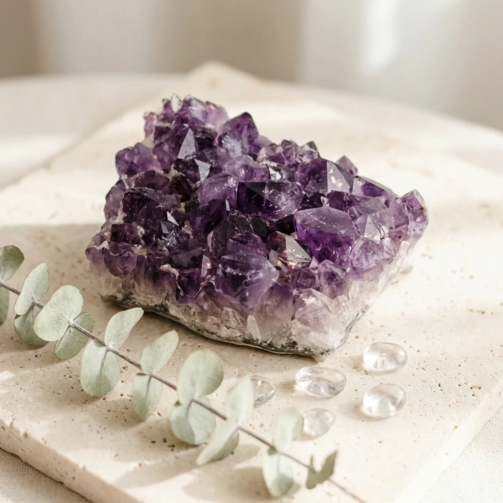 Raw Mineral Cluster — Wellness Lifestyle Scene | Generated by Modelize