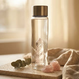 Crystal-infused glass water bottle — Wellness Lifestyle Scene | Generated by Modelize