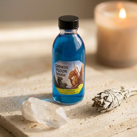 Liquid floor wash/spiritual apothecary bottle — Ritual Lifestyle Scene | Generated by Modelize