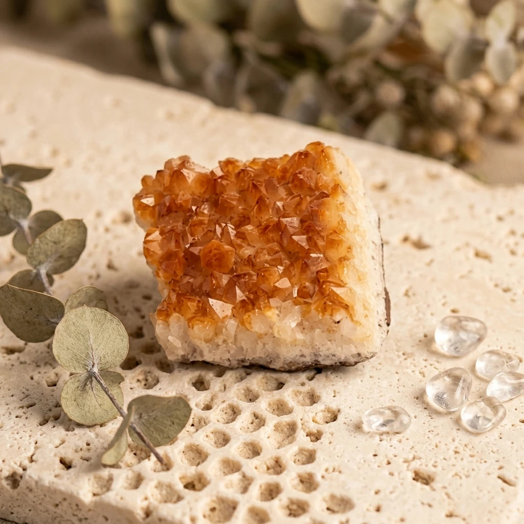 Natural rough crystal cluster — Wellness Lifestyle Scene | Generated by Modelize