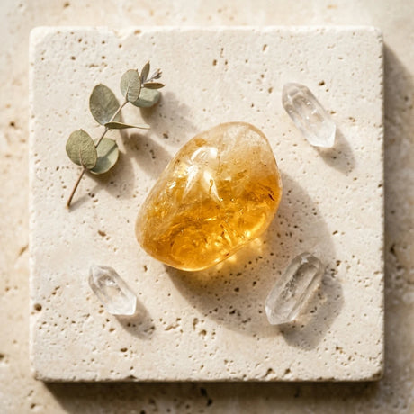 Tumbled gemstone — Spiritual Wellness Flat Lay | Generated by Modelize