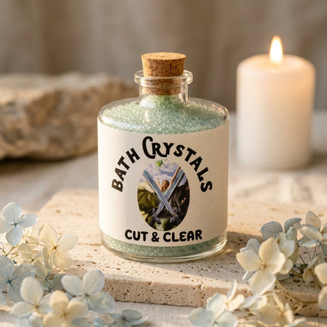 Apothecary bath crystals in glass jar — Apothecary Lifestyle Scene | Generated by Modelize