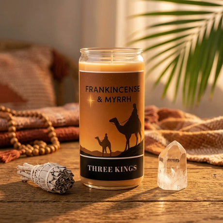 Tall cylindrical glass jar candle — Spiritual Altar Lifestyle | Generated by Modelize