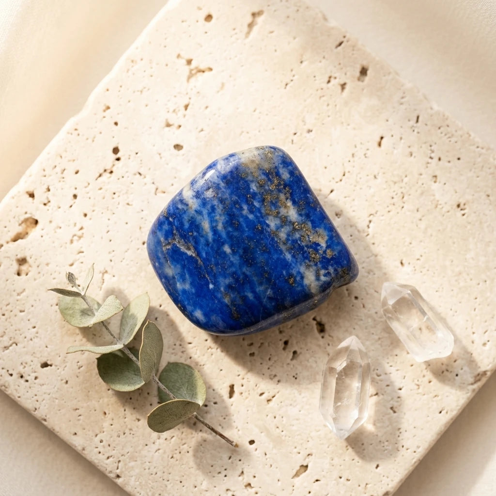 Tumbled Stone — Spiritual Wellness Flat Lay | Generated by Modelize