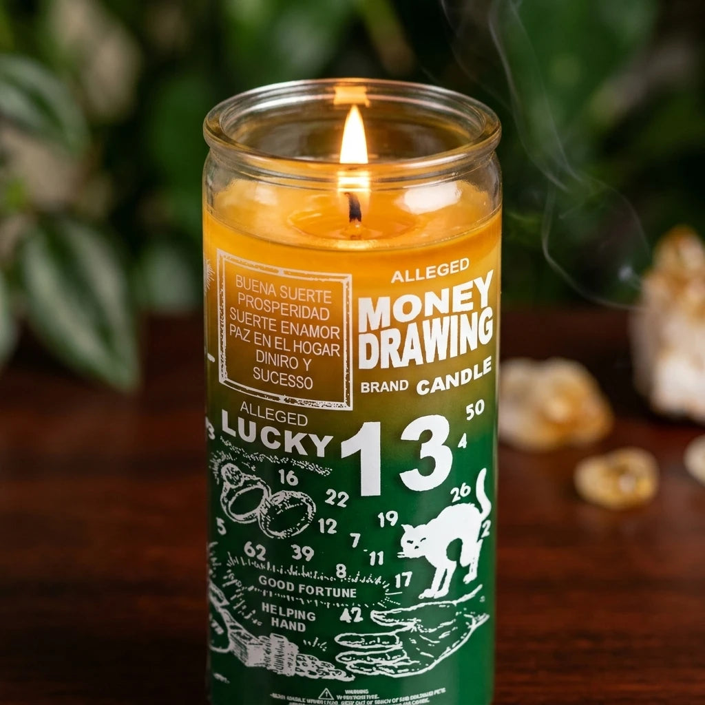 Devotional tall jar candle — Macro Flame and Label Detail | Generated by Modelize