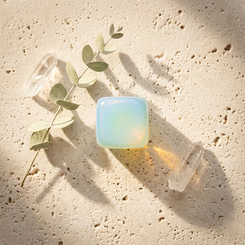 Tumbled Stone — Spiritual Wellness Flat Lay | Generated by Modelize